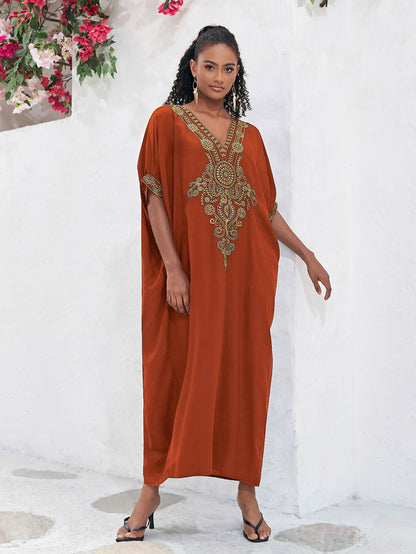 Women's maxi dress with luxurious, elaborate embroidery Ivyshape
