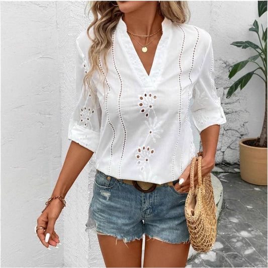 Women's blouse with delicate embroidery design Ivyshape