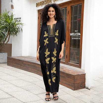 Ladies Kaftan with elaborate floral embroidery design Ivyshape