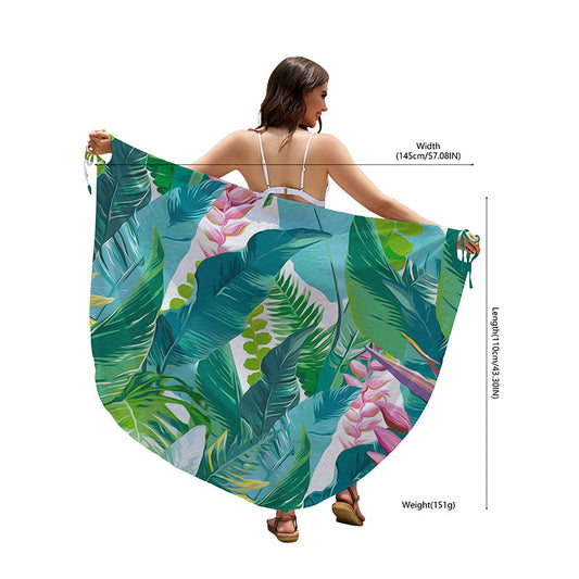 Ladies beach towel with colorful leaf design Ivyshape