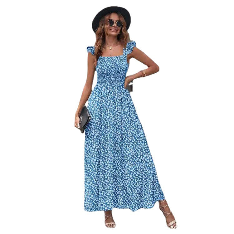 Women’s maxi dress with floral ruffle details and casual cut Ivyshape