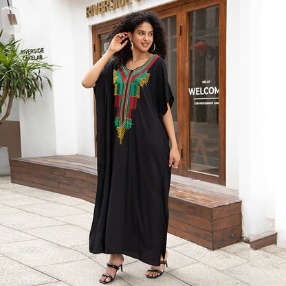 Women's elegant maxi dress with artistic embroidery motif Ivyshape