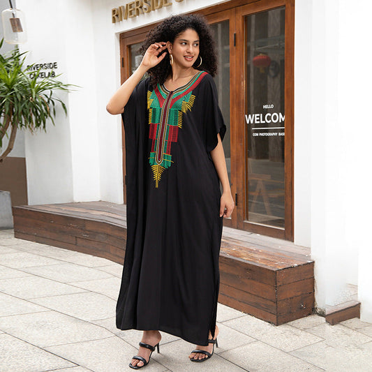 Women's elegant maxi dress with artistic embroidery motif Ivyshape