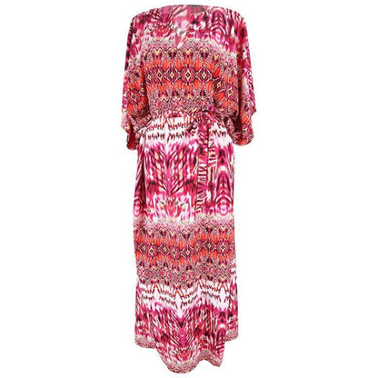 Ladies maxi dress with colorful ethnic pattern and flowing cut Ivyshape