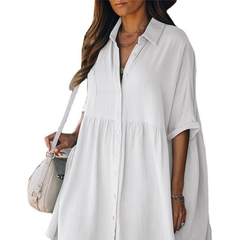 Women's casual shirt dress with cut-on sleeves and comfort fit Ivyshape