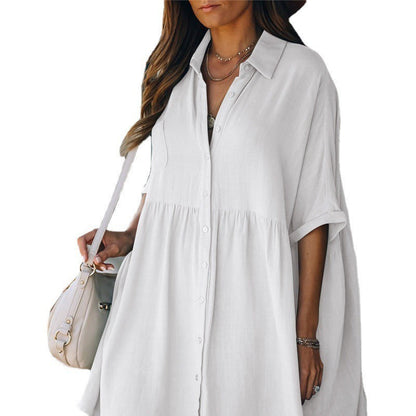 Women's casual shirt dress with cut-on sleeves and comfort fit Ivyshape
