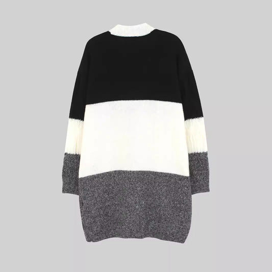 Women's casual knit cardigan with unique block design Ivyshape