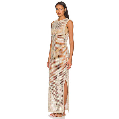 Women's mesh beach dress with high side slits Ivyshape