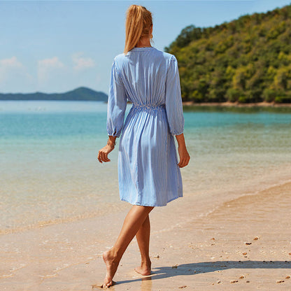 Women Summer Cotton Dress with Colorful Embroidery Design Ivyshape