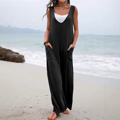 Women Relaxed Fit Wide Leg Jumpsuit Ivyshape