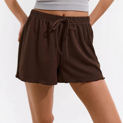 Women's Relaxed Fit Ruffle Hem Shorts Ivyshape