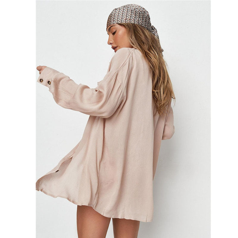 Women's Casual Beach Blouse with High-Quality Button Detail Ivyshape