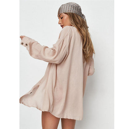 Women's Casual Beach Blouse with High-Quality Button Detail Ivyshape