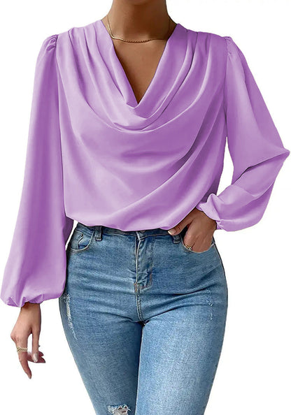 Ladies blouse with elegant draping Ivyshape