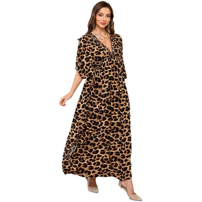 Women's Elegant Maxi Dress with Exotic Leopard Print Ivyshape