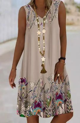 Women's Artificial Print Maxi Tunic Dress Ivyshape