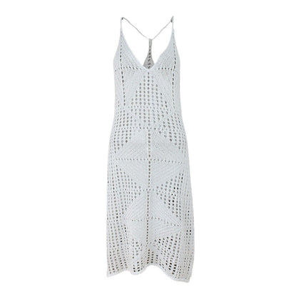 Ladies Crochet Beach Dress with Intricate Hole Pattern Ivyshape