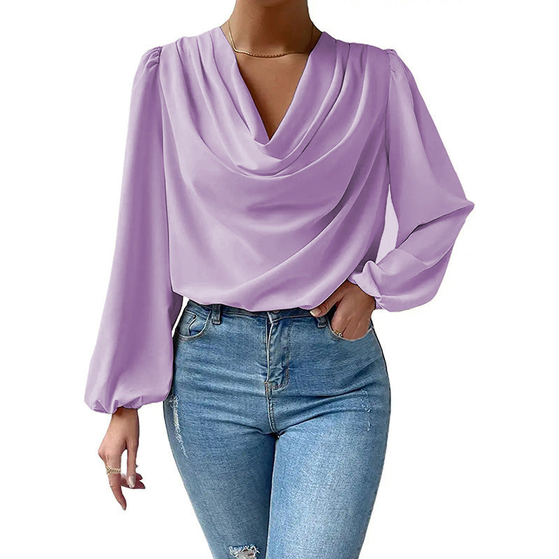 Ladies blouse with elegant draping Ivyshape