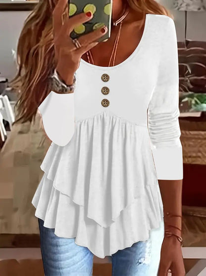 Women's Layered Peplum Top with Button Details Ivyshape