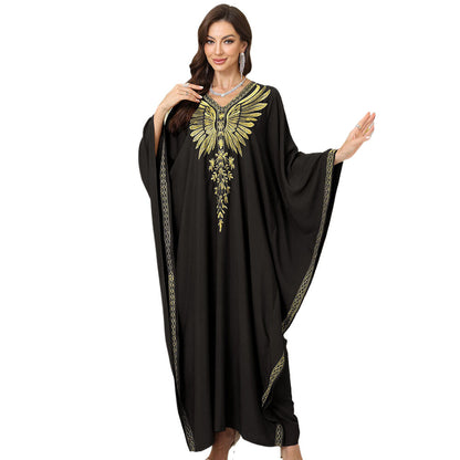 Ladies elegant kaftan with artistic feather design Ivyshape