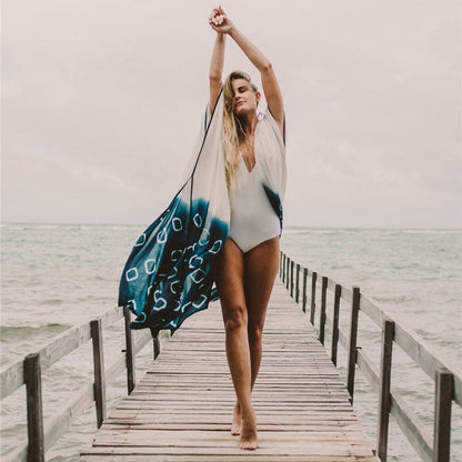 Women's beach top with flowing silhouette and handcrafted pattern Ivyshape
