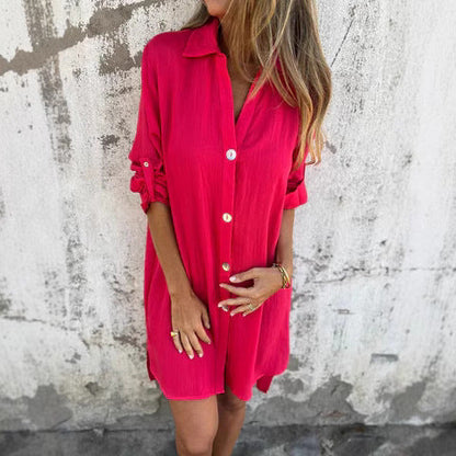 Women's Chic Button Closure Shirt Dress Ivyshape
