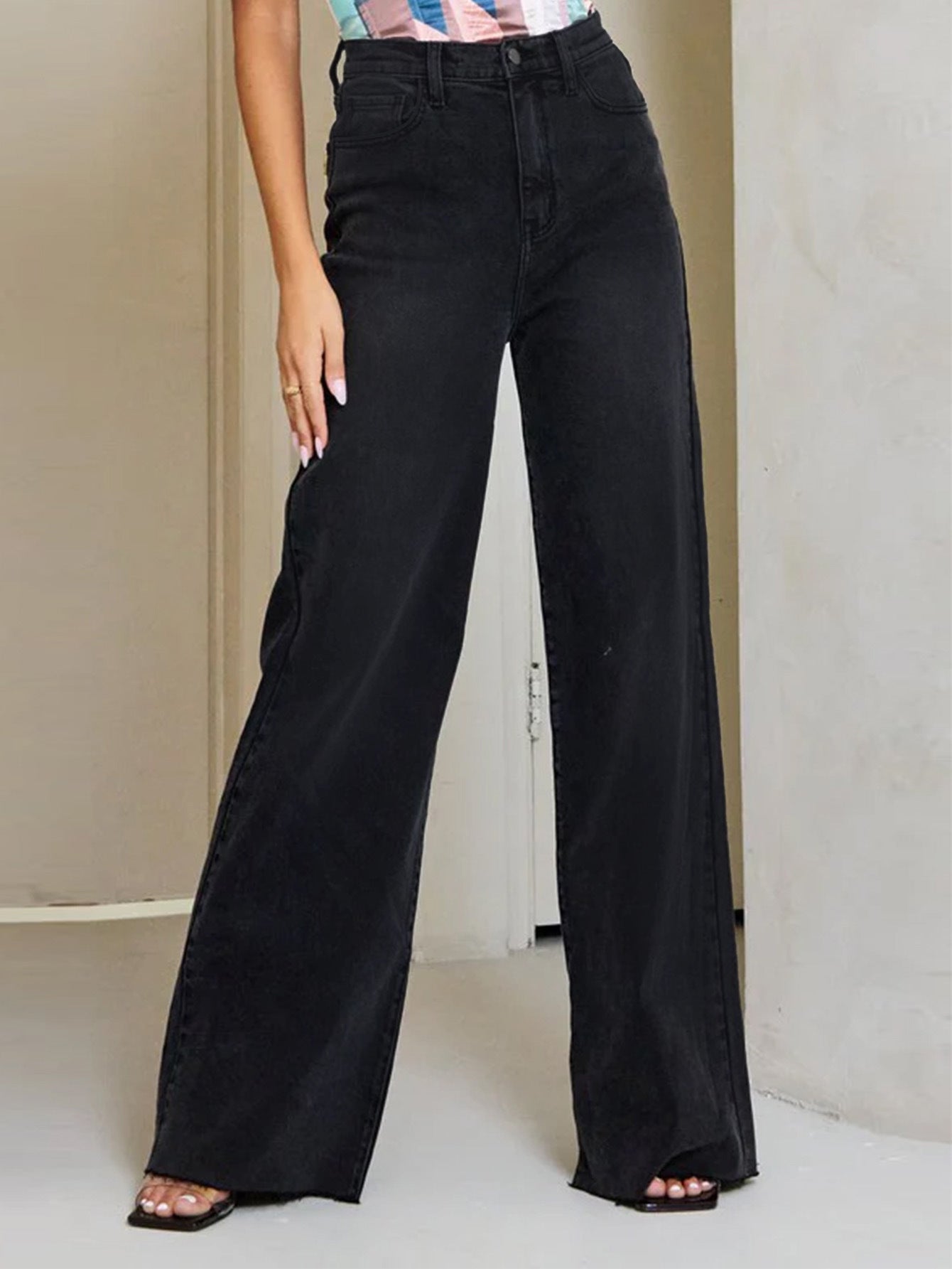 Women's High-Waisted Loose Denim Pants Ivyshape