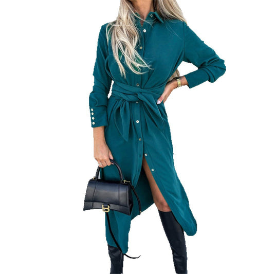 Ladies' shirt dress with fitted belt Ivyshape