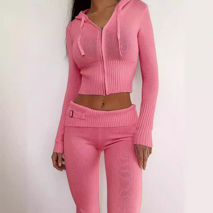 Women's functional knitted suit set with zip and hood Ivyshape