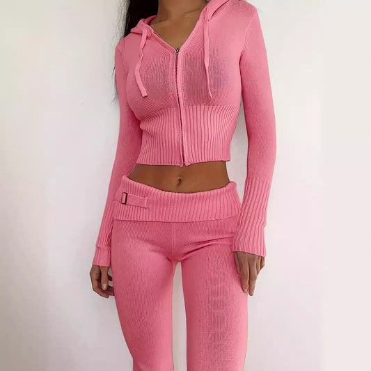 Women's functional knitted suit set with zip and hood Ivyshape