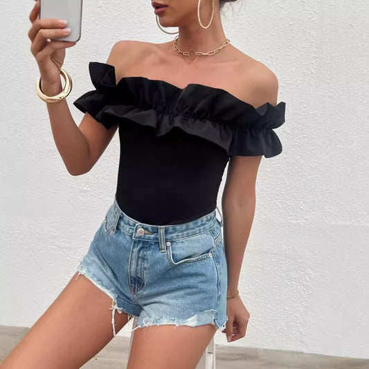 Ladies Off-Shoulder Body with Ruffles Ivyshape