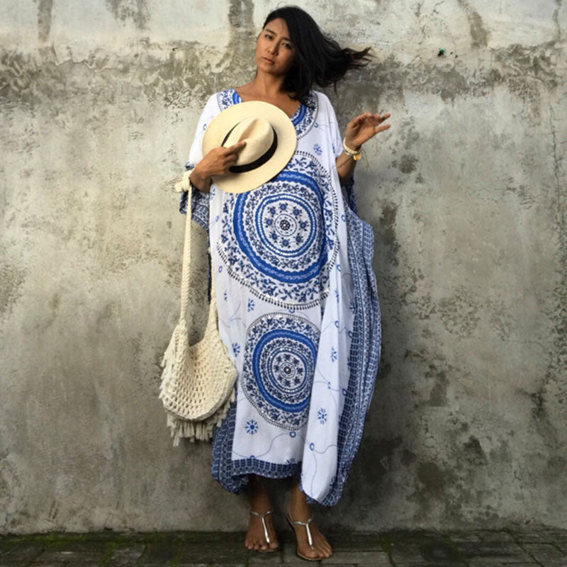 Women's Maxi Kaftan with intricate mandala pattern and elegant accents Ivyshape