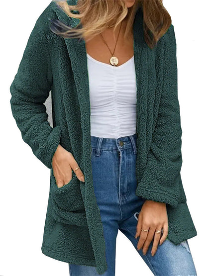 Womens Cozy Fleece Jacket with Spacious Pockets and Casual Fit Ivyshape