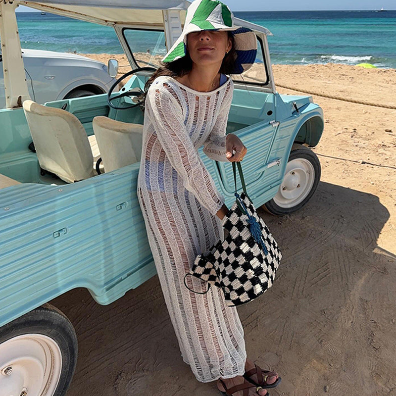 Ladies Transparent Beach Robe with Stylish Back Cutout Ivyshape