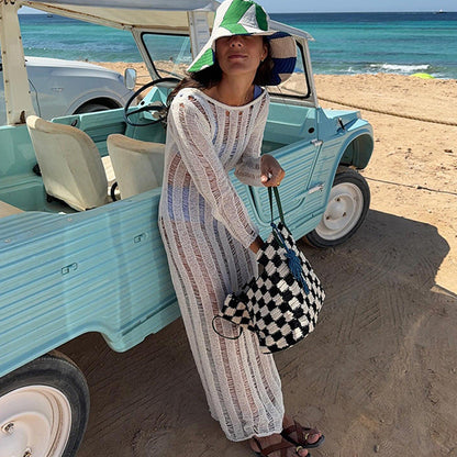 Ladies Transparent Beach Robe with Stylish Back Cutout Ivyshape