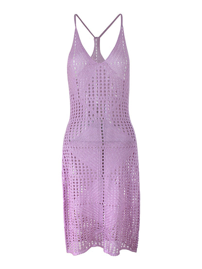 Ladies Crochet Beach Dress with Intricate Hole Pattern Ivyshape