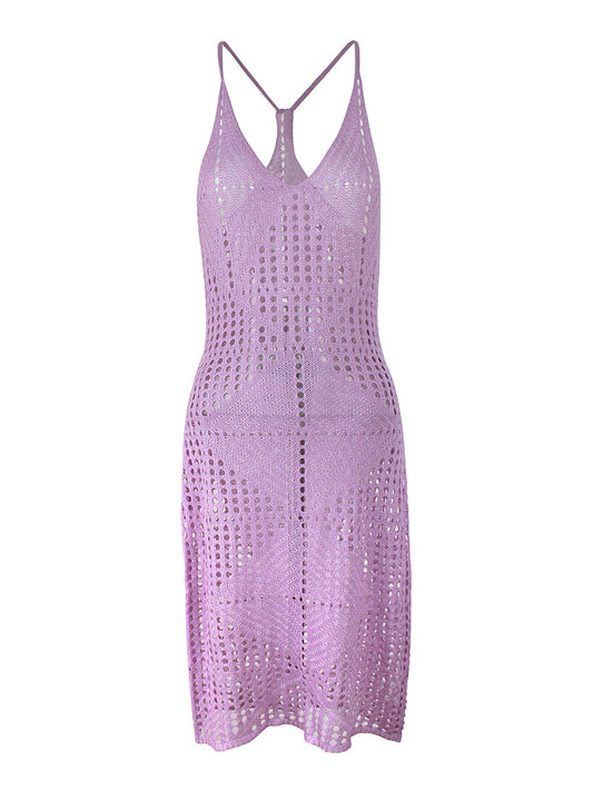 Ladies Crochet Beach Dress with Intricate Hole Pattern Ivyshape
