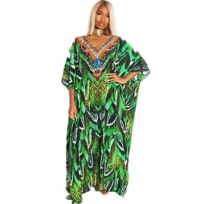 Ladies Kaftan in elegant step design with artistic Africa motif Ivyshape