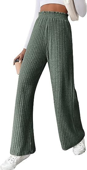Women's Casual Wide-Leg Pants made of textured fabric Ivyshape