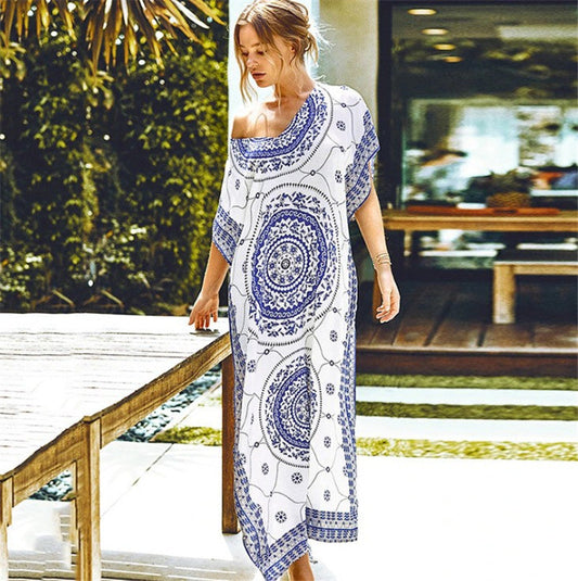 Women's beach dress with boho-inspired mandala look and airy fit Ivyshape