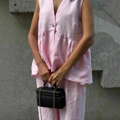 Women's fashionable jumpsuit with V-neck and wide-cut legs Ivyshape