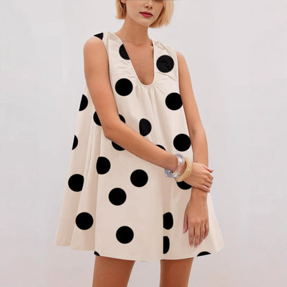 Ladies Polka Dot A-Line Dress Ivyshape