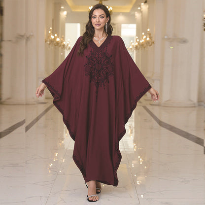 Women Elegant Kaftan Dress with Artistic Embroidery Ivyshape