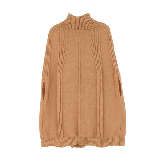 Women’s Knit Poncho with Roll Neck and Textured Design Ivyshape