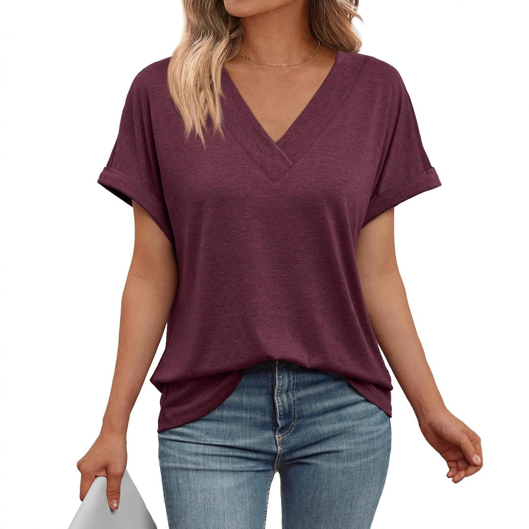 Women's Relaxed Fit V-Neck T-Shirt Ivyshape