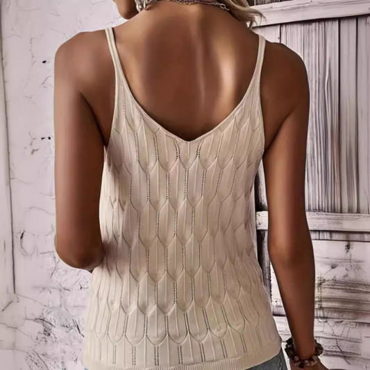 Ladies tank top with fine crochet structure and feminine fit Ivyshape