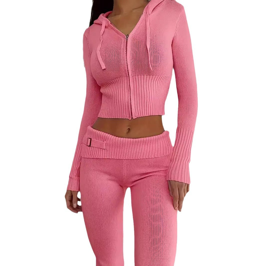 Women's functional knitted suit set with zip and hood Ivyshape