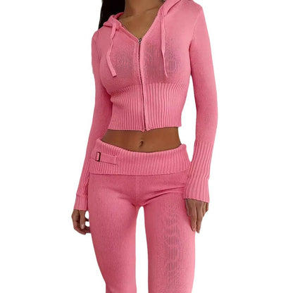 Women's functional knitted suit set with zip and hood Ivyshape