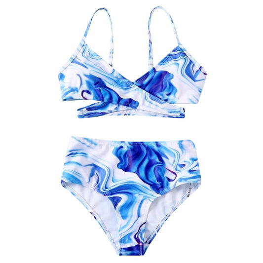 Women's tankini set with elegant wrap top and high-waisted shorts Ivyshape