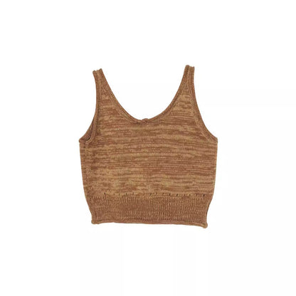 Ladies cropped knitted top with fine textured pattern and wide hem Ivyshape